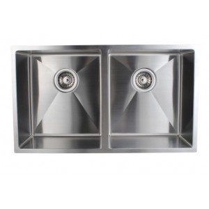 Stainless Steel Handmade Round Corners Double Bowls Top / Undermount / Flush Mount Kitchen Sink 770x450x215mm 